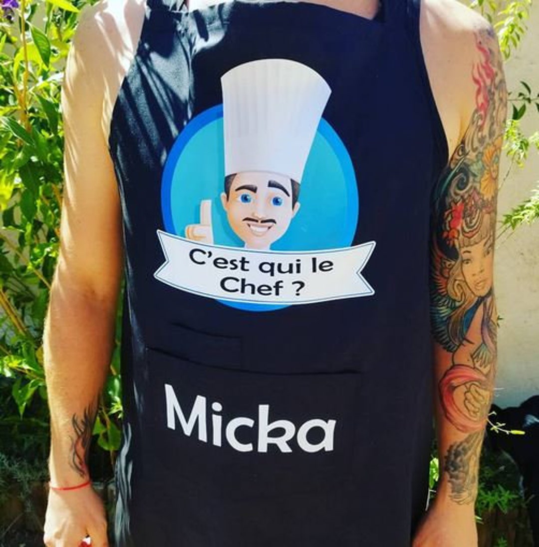 Tablier De Cuisine Personnalisable YONACREA - 'C'est Qui Le Chef ?' - Cadeau Drôle Et Utile