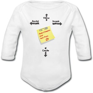 Body Baby Gebruiksaanwijzing voor Papa - Lange of Korte Mouwen - Yonacrea - Geboorte Cadeau