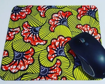 Tapis de Souris Wax - Pagne Africain fleurs jaunes - Yonacrea