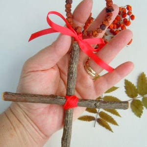 Rowan Tree and Red Thread Cross Charm- X-Large Size - For Extra Heavy Duty Luck and Protection