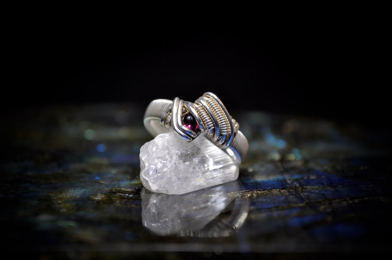 Tourmaline Wire wrap ring Rubellite Tourmaline Size 8 Sterling Silver