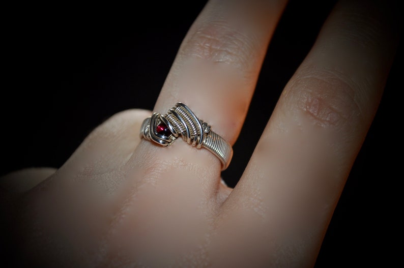 Tourmaline Wire wrap ring Rubellite Tourmaline Size 8 Sterling Silver