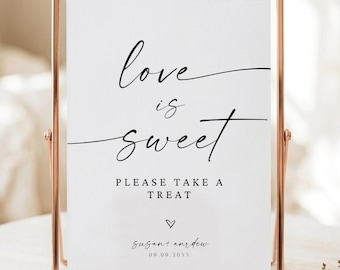 Love Is Sweet-huwelijksbord, bewegwijzering desserttafeldecoratie canva bewerkbaar (digitale download)