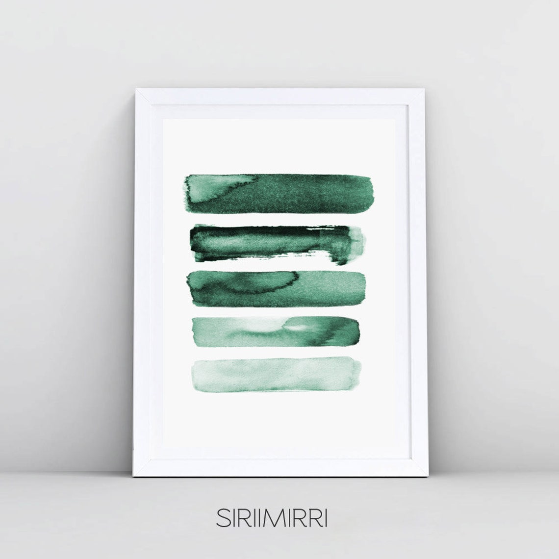 Green Wall Art Stripes Abstract Art Print Watercolor Etsy