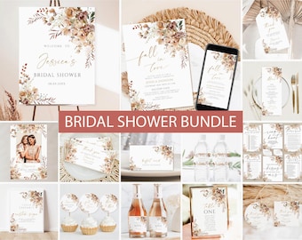 Fall Bridal Shower Invitation Bundle, Fall Floral Bridal Shower Games, Editable Games, Printable Wildflower Bridal Shower Bundle Floral j37