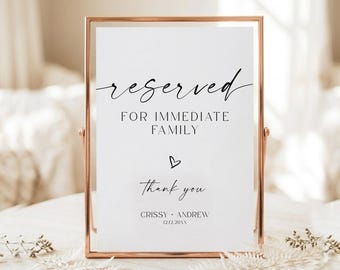 Cartel de boda reservado para la familia, agradecimiento, plantilla imprimible editable en Canva (descarga digital).