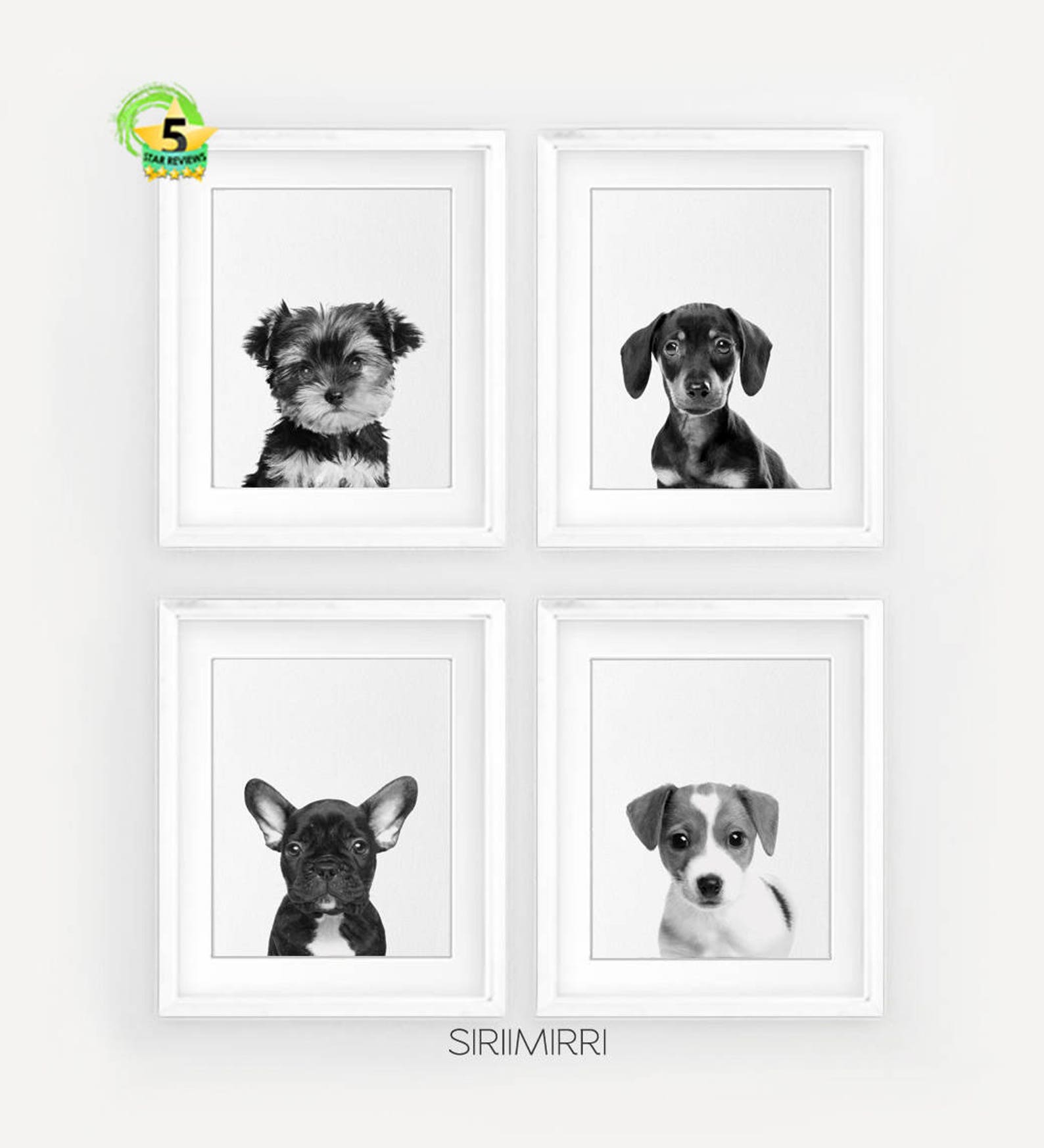 Black and White Dog Wall Art Set Dog Lover Print Set Pet Etsy