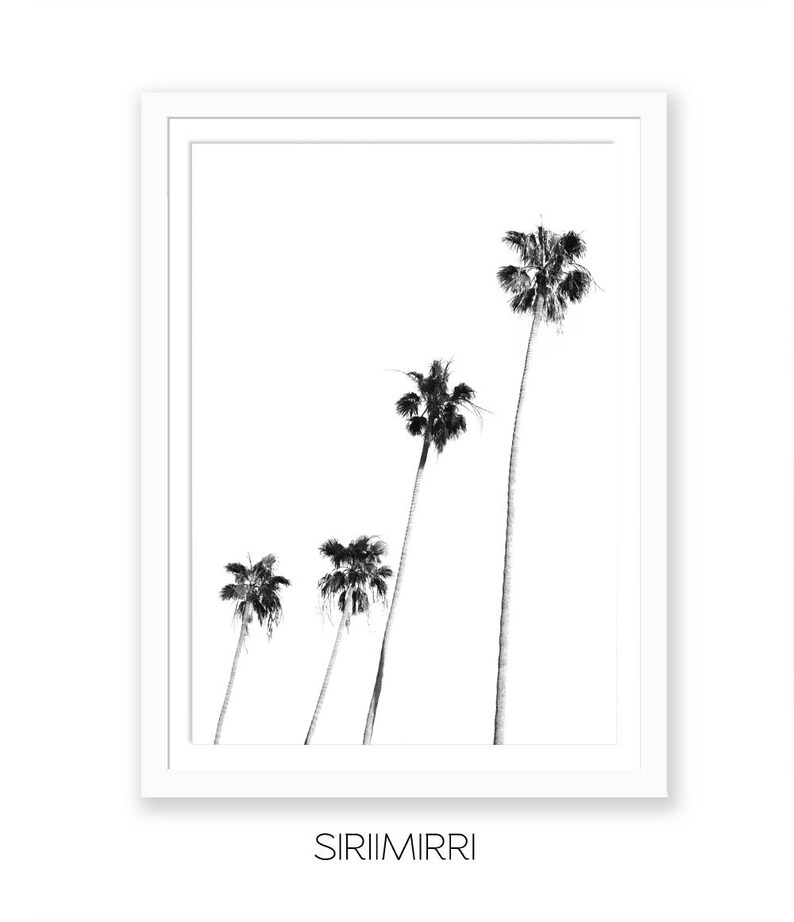 Palm Trees Print Tropical Wall Art Print Black and White Set Etsy