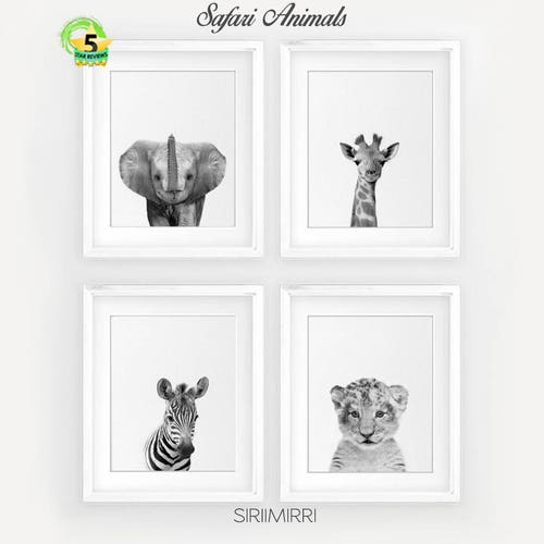 Baby Animal Nursery Wall Art Print Printable Watercolor Animal - Etsy