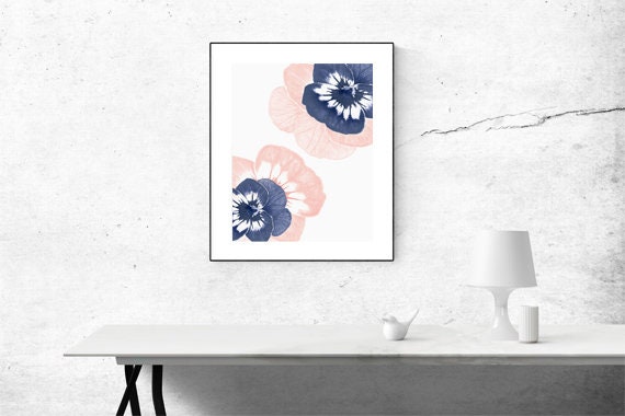 Pink Pansies Blush Pink Blue Wall Art Watercolor Flowers - Etsy