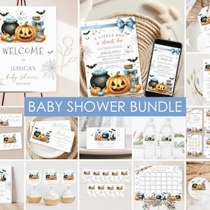 Little Boo Baby Shower Invitation Bundle, Baby Ghost Baby Shower Bundle, Little Boo is Almost Due, Halloween Baby Shower Bundle Download j14