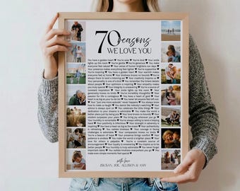 Affiche 70 raisons pour lesquelles nous t'aimons, cadeau d'anniversaire personnalisé modifiable (modèle imprimable) 3