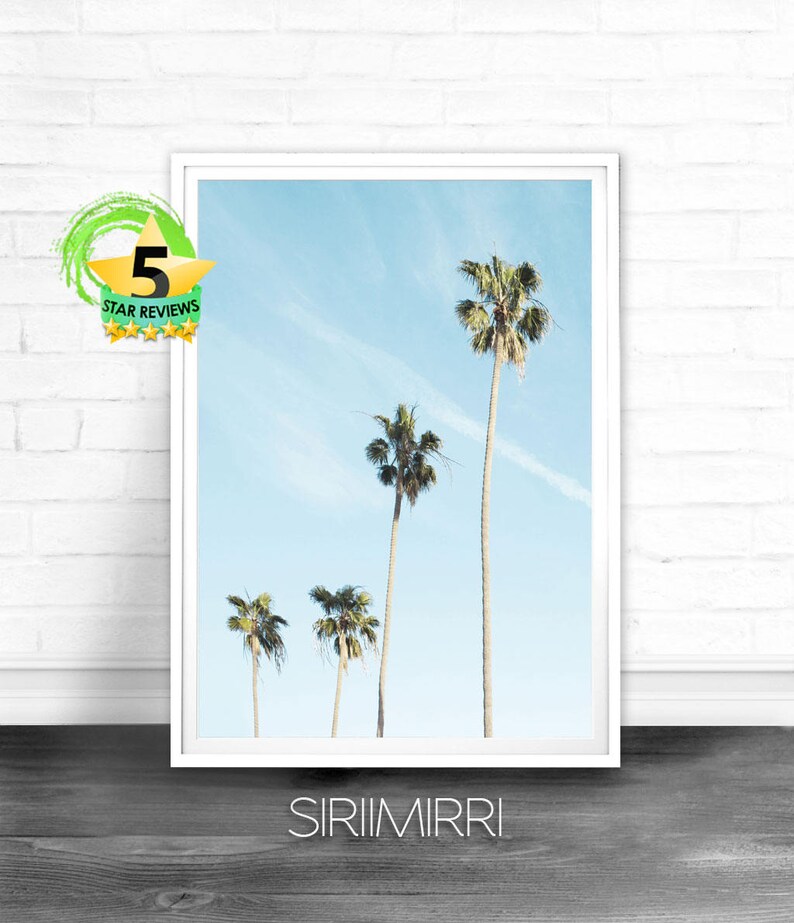 Palm Print Tree Wall Art Palm Tree Decor Tropical Wall Art Etsy