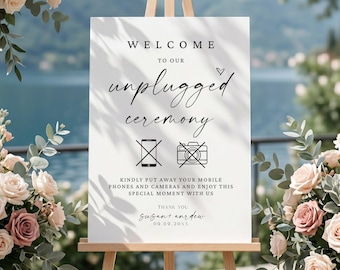 Enseigne de mariage cérémonie minimaliste moderne et minimaliste (modifiable sur toile) Bienvenue en téléchargement numérique