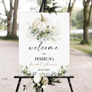 Fall Bridal Shower Welcome Sign, Pumpkin Bridal Shower Sign, Fall in Love Bridal Shower Sign, Fall Bridal Shower Decor, Autumn Wedding w1