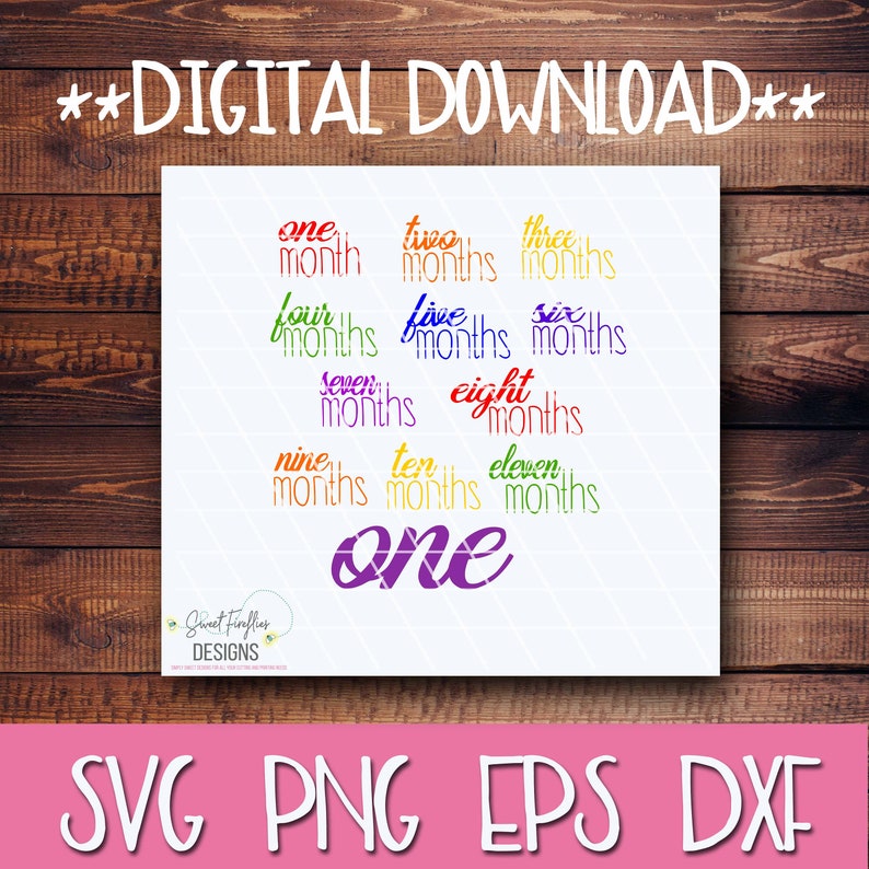Download Baby Monthly Milestone svg png dxf eps Rainbow Baby | Etsy
