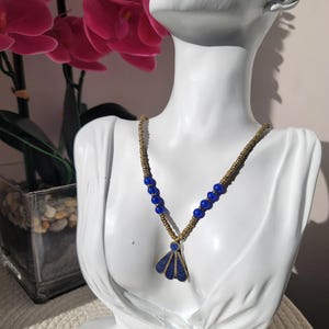 Antique Afghani Lapis Lazuli Necklace, Necklace from Middle East, Hand Made Afghani Necklace, Raw Lapis Lazuli Necklace, Middle East Jewelry