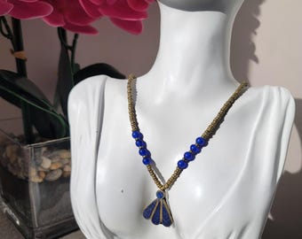 Antique Afghani Lapis Lazuli Necklace, Necklace from Middle East, Hand Made Afghani Necklace, Raw Lapis Lazuli Necklace, Middle East Jewelry