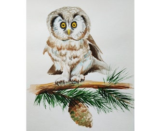 Owl watercolor print, Nursery art printable, Kids Printable Art, Funny animal art, Digital Download, Woodland nursery, Digital print