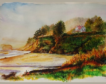 Aangepast schilderij van foto, aquarel landschapsschilderij, zeegezicht schilderen, gepersonaliseerde aquarel, aangepaste muurkunst