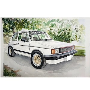 Auto-aquarel, met de hand getekend autoportret van foto, gepersonaliseerde autokunstwerken, gepersonaliseerde motorfietsschilderij Aangepaste autotekening van foto