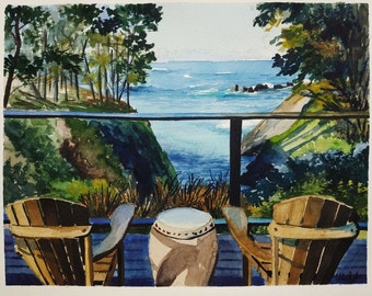 Aangepaste aquarel landschapsschilderij van foto, cadeau 1e verjaardag