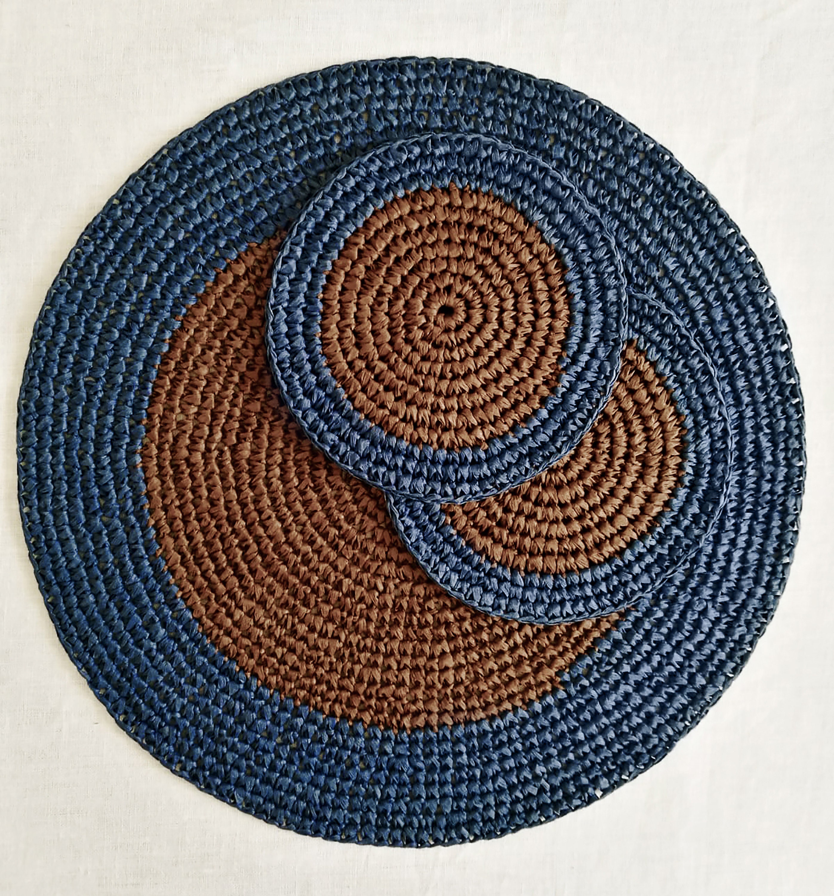 Brown and Blue Natural Placemats Sustainable Placemats Etsy
