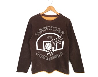 Vintage New York Los Angeles Spellout Pullover Jumper Sweatshirt Reversible