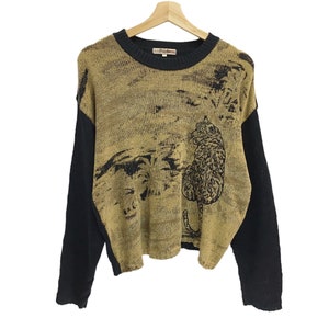 Vintage Graphics Tiger Embroidery Knitwear Women Sweater Knit Crop Top