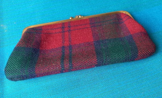 Vintage 1960s 1970s Scottish Tartan Wool Purse Wa… - image 3