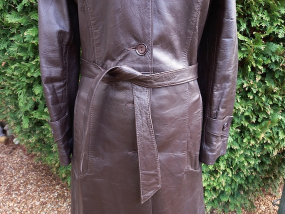 Vintage Retro 1960s 1970s C&A Long Dark Brown Lea… - image 3