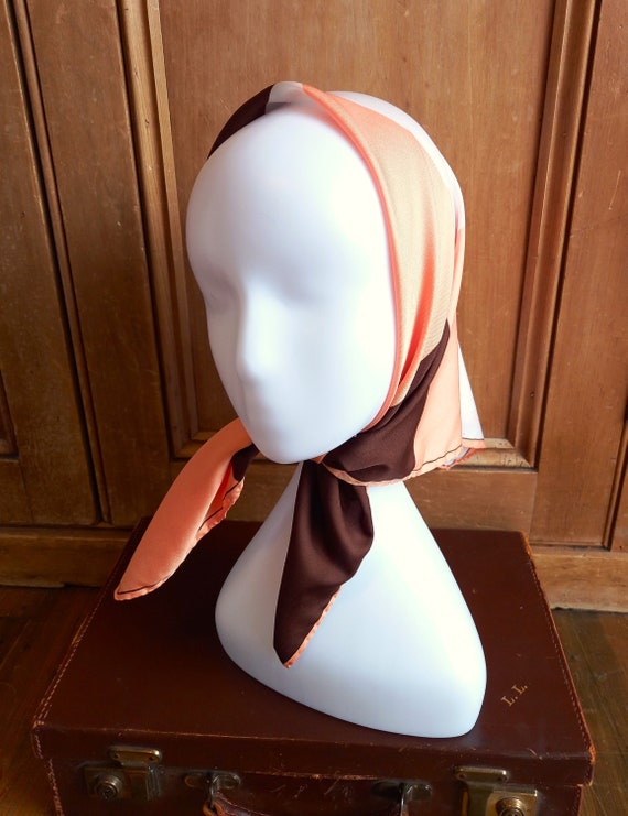 Vintage Retro 1950s 1960s Cream Brown Orange Larg… - image 7