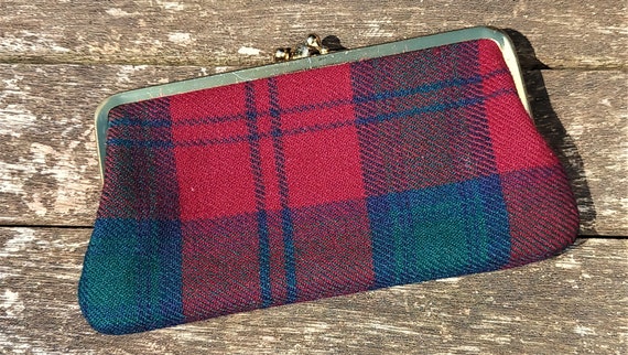 Vintage 1960s 1970s Scottish Tartan Wool Purse Wa… - image 7