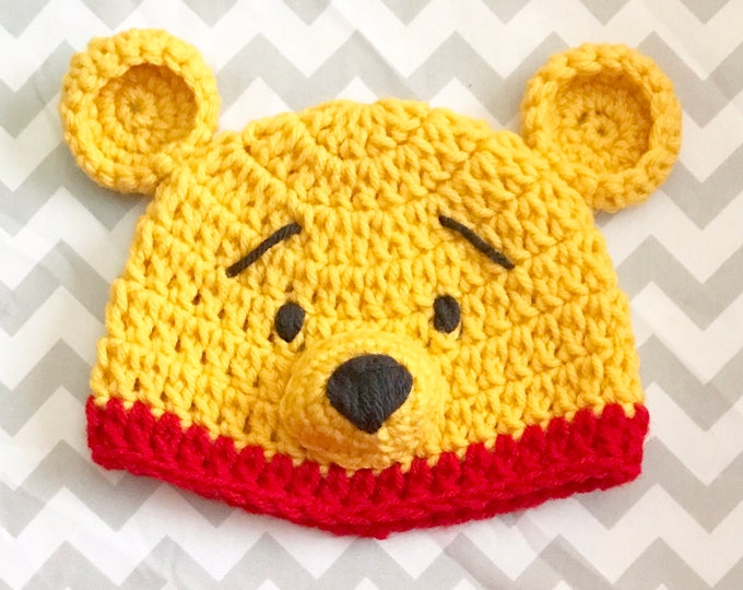 Winnie the Pooh Hat Crochet Hat Newborn Photo Props Crochet Beanie Baby