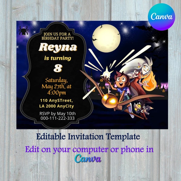 The Owl House Editable Birthday Party Invitation Template