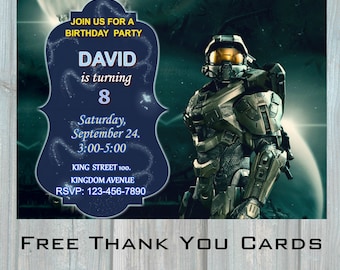 Gamer Birthday Invitation for boy, Thank you cards, Laser Party Invitation