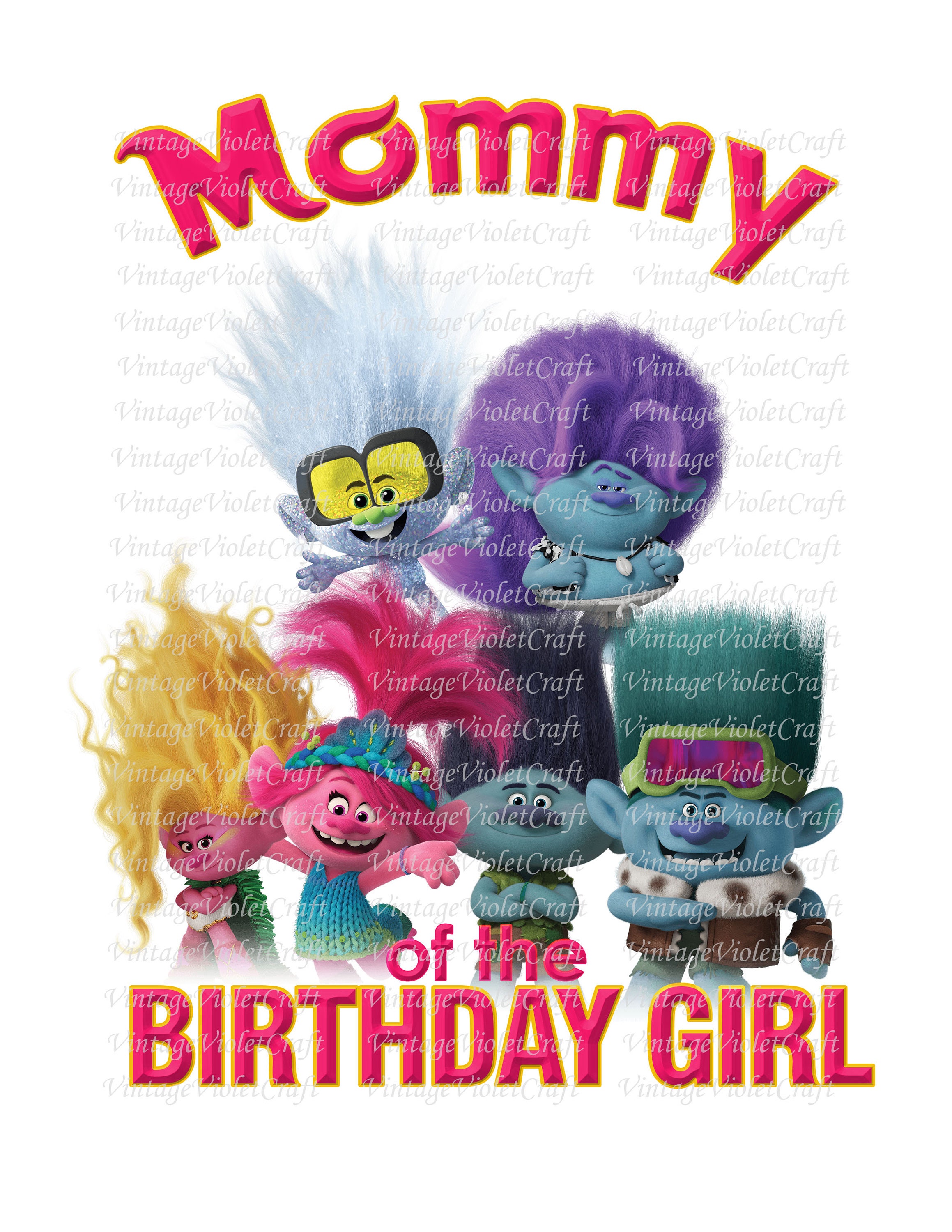 Trolls, Band Together 2023 Birthday Girl Iron on Transfer Images for