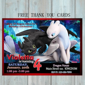 Invitación de cumpleaños de Cómo entrenar a tu dragón, tarjetas de agradecimiento