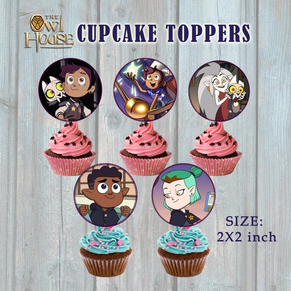 Owl Birthday Cupcake Toppers