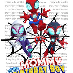 Spidey Birthday Boy Iron on Images for the Family, Spider Man Baby and his Little Friends Bundle of Transfer Images. image 2