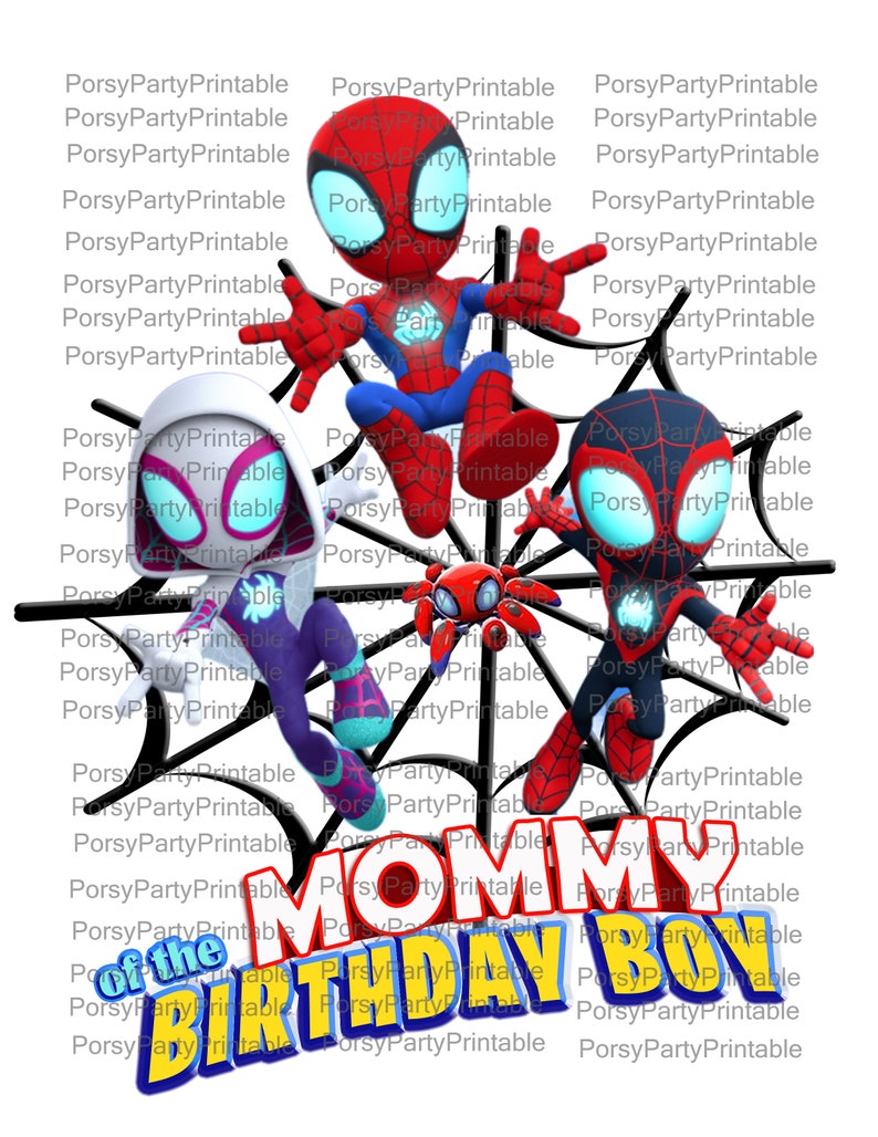 Spidey Birthday Boy Iron on Images for the Family, Spider Man Baby and his Little Friends Bundle of Transfer Images. image 2