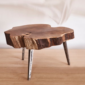 WALNUT COFFEE TABLE, Wood Slab Table, Coffee Table Décor, Rustic Mid Century Live Edge Coffee End Table, Wood Side Table, Walnut Furniture