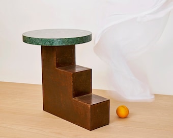 MARBLE COFFEE TABLE, Lounge Side Table, Handmade Round Green Stone Coffee Table, Kitchen Table, Modern Coffee Table, Farmhouse Table