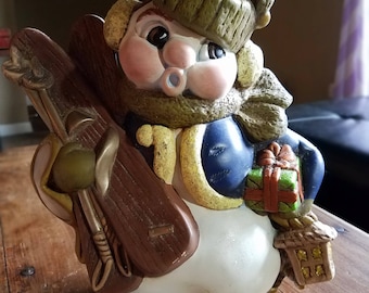 Vintage Atlantic Mold Ceramic Christmas Snowman, Atlantic Mold Ceramic Figurines, Vintage Christmas Decorations, Christmas Ornaments