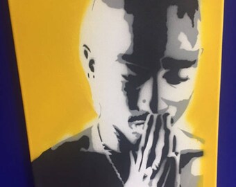 Tupac Shakur / 2pac - spray painted stencil on canvas. (Rapper-Legend-Hip Hop artist)