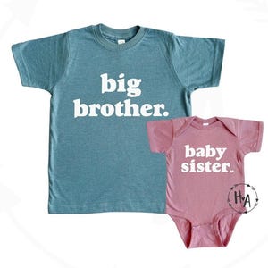 Chemises grand frère bébé soeur, chemise grand frère, body petite soeur, faire-part de grossesse, faire-part grand frère, sexe