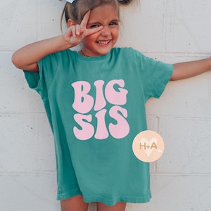 Retro Big Sis Comfort Colors Shirt, Toddler and Youth Big Sister Shirt, New Sister Gift, Big Sister Announcement Shirt