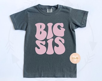 Retro Big Sis Comfort Colors Shirt, Toddler and Youth Big Sister