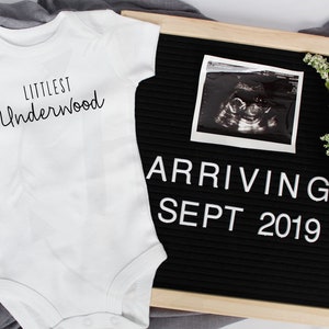 Custom Baby Announcement Onesie®/Bodysuit/Personalized Pregnancy Announcement Onesie®/Going Home Outfit/Baby Boy/Baby Girl/Newborn Gift image 5