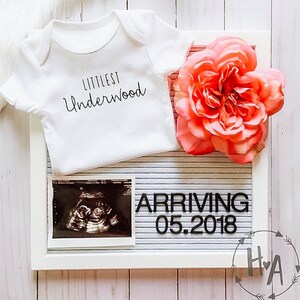 Custom Baby Announcement Onesie®/Bodysuit/Personalized Pregnancy Announcement Onesie®/Going Home Outfit/Baby Boy/Baby Girl/Newborn Gift image 4